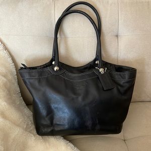 Black leather Coach shoulder bag